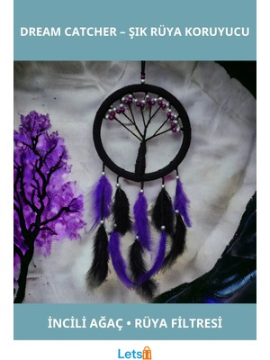 Letsii Mor Incili Hayat Ağacı Rüya Kovanı Dream Catcher