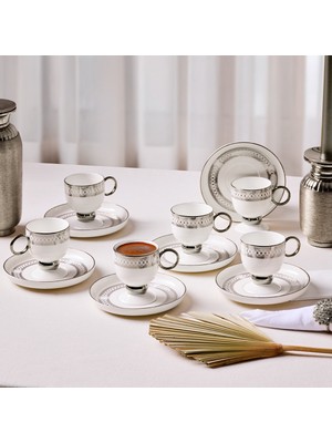 Aryıldız Aurelia Silver 12 Parça 6 Kişilik Kahve Fincan Takımı 90 ml