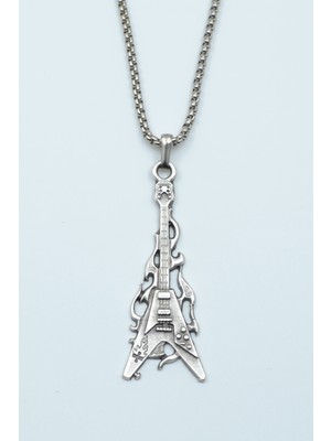 IDR Ateşli Elektro Gitar Gümüş Kaplama Örme Zincir Kolye