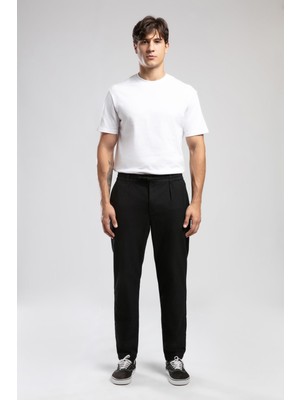 Lee Cooper Matteos Normal-Yüksek Bel Bol Düz Kesim Düz Paça Siyah Erkek Pantolon