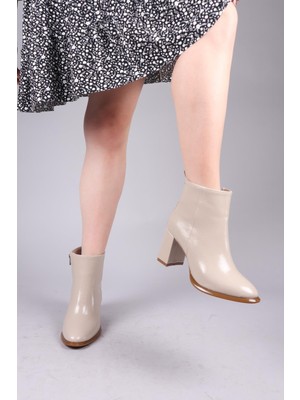 Birikon Jon Düz Topuklu Bot Bej