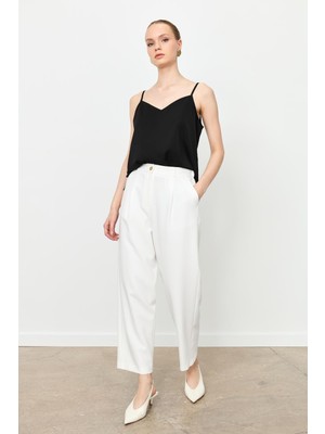 Accort Beli Lastikli Relax Pantolon-Kemık