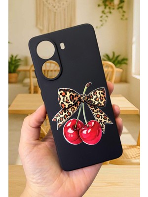 Vip Case Xiaomi Poco X7 Pro Uyumlu Kiraz Leopar Fiyonk Desenli Silikon Darbe Emici Rubber Kılıf