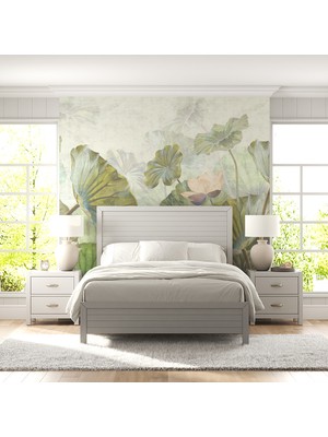 Dreamwall Büyük Nilüferler Desenli Silinebilir Kumaş Duvar Kağıdı - En x Boy - Ev ve Ofis Dekor