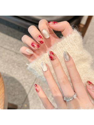 Takma Takma 10'lu Renkli Orta Balerin TT1146 Tekrar Kullanılabilir El Yapımı Protez Takma Tırnak - Renkli-XS