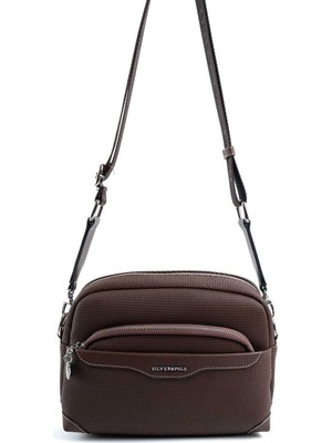 Silver & Polo Kahve Kadın Çapraz Çanta Tek Bölmeli İç Yapı ile Şık ve Kullanışlı Tasarım