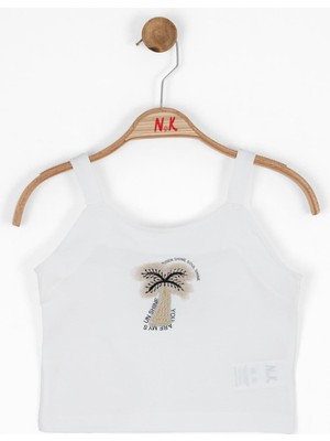 Nk Kids Kız Çocuk Palmiye Işlemeli Askılı Crop 36400 Ekru