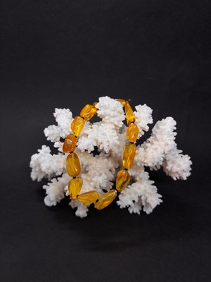 Gemsartdeco Yassı Tambur Kehribar Litvanya Bileklik