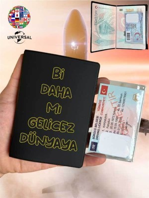 Nurdic Bi Daha Mı Gelicez Desenli Pürüzsüz Yüzey Deri Pasaport Kılıfı Kabı Tüm Ülke Pasaportlarına Uygun