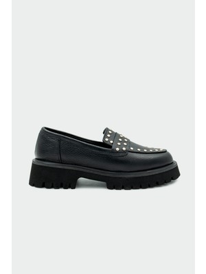 Laminta Sorley Siyah Troklu Hakiki Deri Loafer