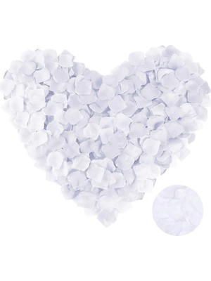 Mena Rise Beyaz Renk Gül Yaprağı Şekilli Konfeti 10 Paket 1000 Adet - Lisinya