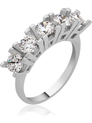 Gumush Gümüş 5 Taş Bayan Yüzük - 11