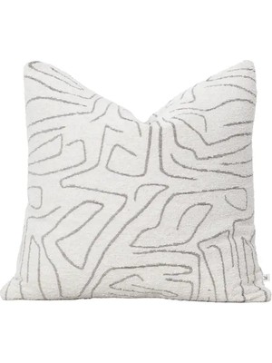 Penelope Elera Kırlent Kılıfı 45X45 cm Ekru-Gri