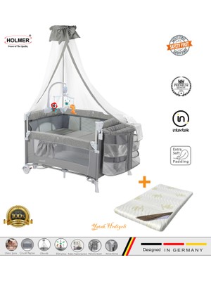 Holmer (Yatak Hediyeli) Coolstyle Maxi Cibinlikli Dönenceli Anne Yanı Park Yatak 70X110CM + Yatak