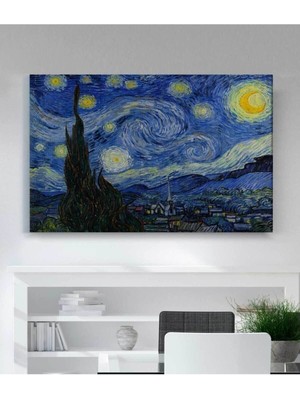 Vincent Van Gogh Yıldızlı Gece Hd Dijital Baskı Yatay Kanvas Tablo Şık Dekor