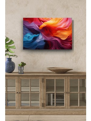 Gökkuşağı Detaylı Renkler Yatay Yağlı Boya Görünümlü Hd Baskı Kanvas Tablo