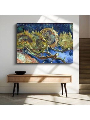 Vincent Van Gogh Dört Solmuş Ayçiçeği Kanvas Tablo Duvar Tablosu Dekoratif Ressam Tablosu