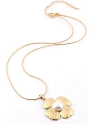 Stillove Çelik Papatya Model Gold Kadın Kolye