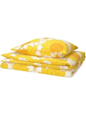 IKEA Kransmalva Tek Kişilik Nevresim Seti Sarı 150 x 200/50 x 60 cm