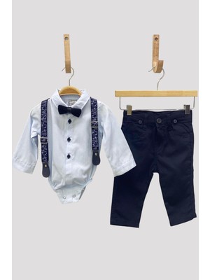 Mojo Bebek Mojo Erkek Bebek Çıtçıtlı Gömlek Pantolon Takımı 710116 Mavi
