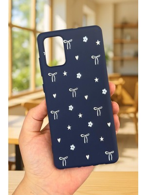 Vip Case Samsung Galaxy A51 Uyumlu Mini Fiyonk Desenli Silikon Darbe Emici Klasik Korumalı Rubber Kılıf