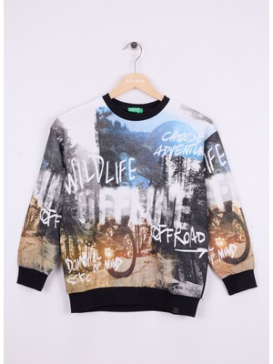 Benetton Baskılı Erkek Çocuk Çok Renkli Sweatshırt 3WECC10PR