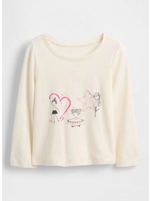 Gap Baskılı Bej Kız Çocuk T-Shirt 812482002