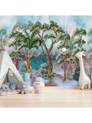 Dreamwall Vintage Tropikal Orman Desenli Silinebilir Tekstil Duvar Kağıdı