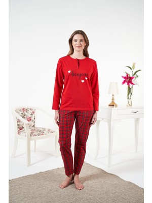 Relax Mode Kadın Kırmızı Penye Pijama Takımı - 25173R
