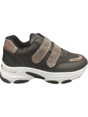 Ventes 928315Z 5 cm Topuk Boyu Ortopedik Bantlı Günlük Kadın Simli Sneaker Ayakkabı