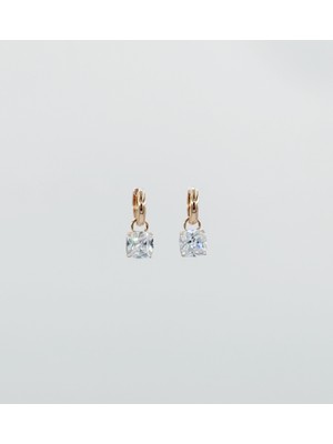 Mavika Jewellery 18K Rose Gold Plated Square Stone Drop Küpe