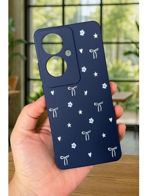 Vip Case Oppo Reno 11F Uyumlu Mini Fiyonk Desenli Silikon Darbe Emici Klasik Korumalı Rubber Kılıf