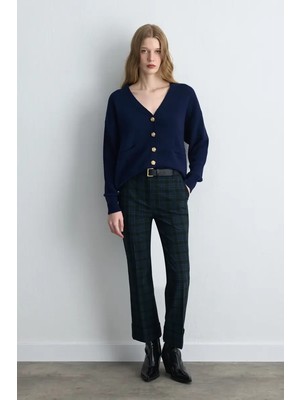 Gusto V Yaka Triko Yün Hırka - Lacivert