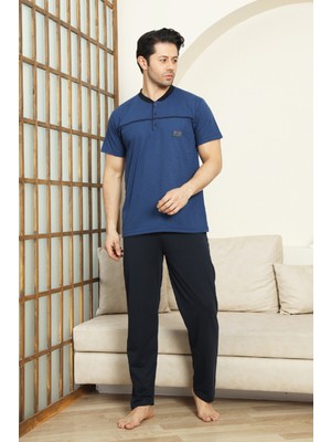 Enisena Erkek %100 Pamuk Pijama Takımı -3 Düğmeli-Robalı 12383
