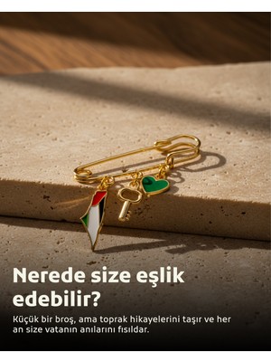 Zaytoon Filistin Bayrakli Haritası , Fetih Anahtarlığ ve Yeşil Kalıbı Üçlü Yaka Iğnesi Broş A300059