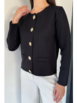 Gülseli Kadın Düğme Detaylı Triko Ceket P-00018995
