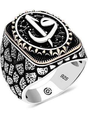 Gumush Hk Gümüş Erkek Yüzük Elif Vav Oval |Gümüş Takı Hediyelik Ürünler