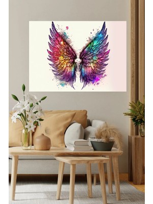 GülsenArt Rengarenk Hd Melek Kanatları Hd Baskı Kanvas Tablo Hd Dijital Baskı Yatay Kanvas Tablo 1