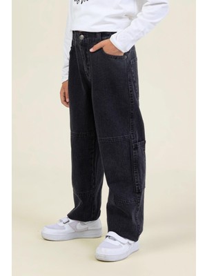 Dmb Mojo Erkek Çocuk Bol Kesim Siyah Denim Pantolon 9-14 Yaş Normal Bel Düz Desen