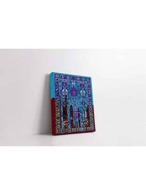 Hd Dijital Dikey Dekoratif Baskı Kanvas Tablo Mavi Vintage Temalı