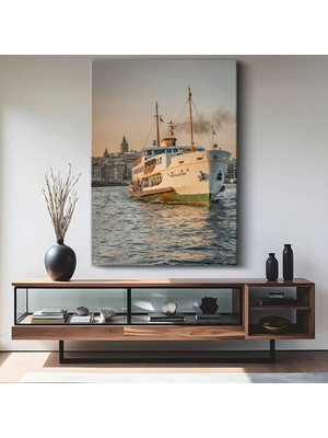 Istanbul Boğazı Vapuru Kanvas Tablo Türk Deniz Ulaşımı ve Şehir Sembolü Tablo