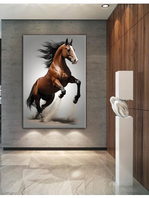Koşan At Atlar Hd Kalite Dekoratif Hd Dijital Baskı Dikey Kanvas Tablo 01