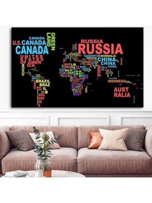 GülsenArt Lüks Kanvas Trend Tasarım Dünya Haritası Tablo ( World Map ) Hd Dijital Baskı Yatay Kanvas Tablo 61