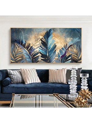 GülsenArt Yağlı Boya Görünümlü Boya Görünümlü Soyut Tablo Hd Dijital Baskı Yatay Panoramik Kanvas Tablo 222