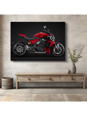 GülsenArt Ducati Diavel Kırmızı Italyan Kanvas Tablo Bologna Naked Motosikleti Tablo