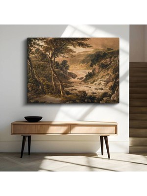 John Constable Dağlık Nehir Doğa Manzarası Kanvas Tablo Duvar Tablosu Dekoratif Ressam Tablosu
