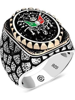 Gumush Hk Gümüş Erkek Yüzük Osmanlı Arması Oval |Gümüş Takı Hediyelik Ürünler