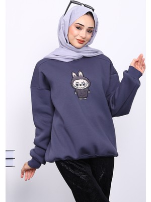 İmaj Butik Füme Bisiklet Yaka Üç İplik Sweat