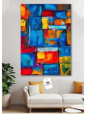 GülsenArt Su ve Ateş Soyut Hd Dijital Baskı Dikey Kanvas Tablo Oturma Odası Ofis Duvar Dekoru