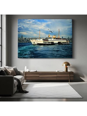 Istanbul Boğazı Vapuru Şehir Kanvas Tablo Simgesi Deniz Taşıtı Tablo